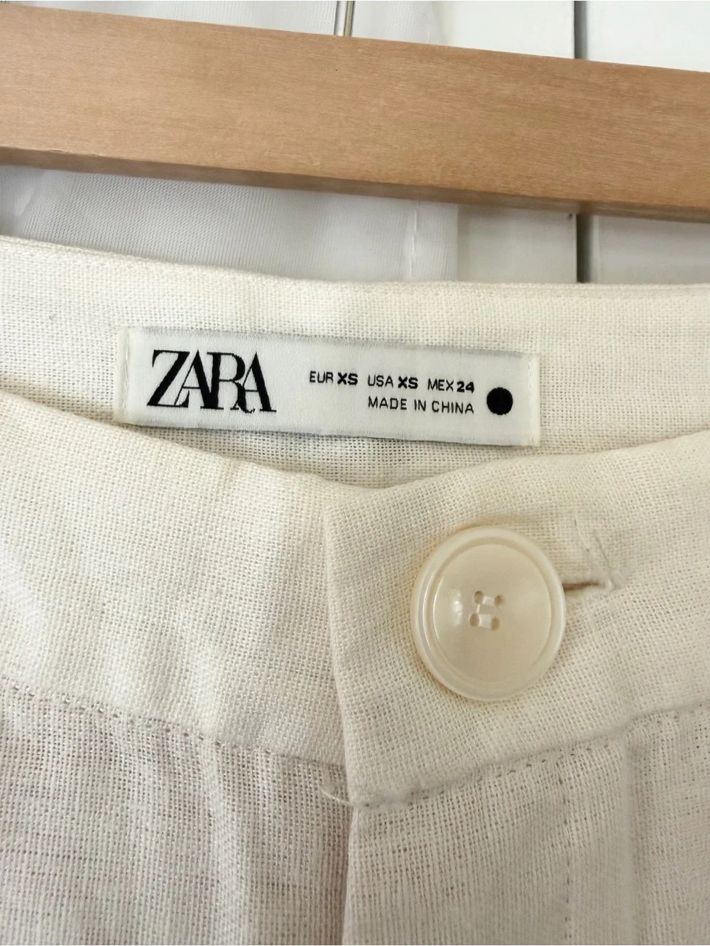 Zara Linen-Blend Embroidered Pants Size XS